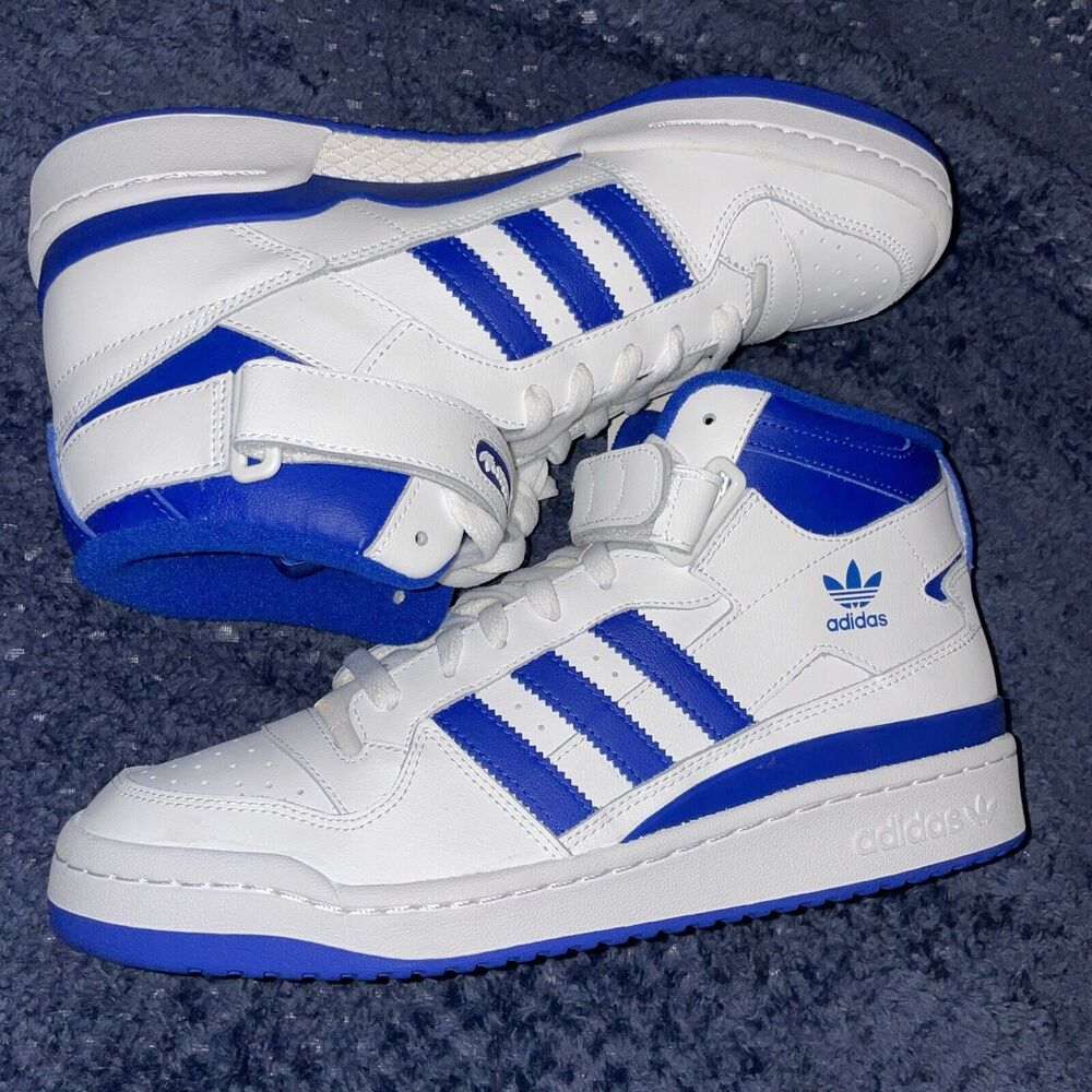 Adidas Forum Mid Originals Shoes White/ Royal Blue FY4976 Size 10 - Picture 2 of 10